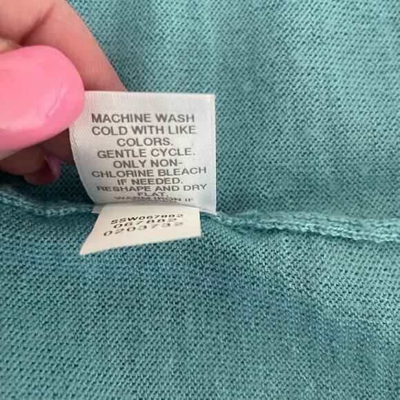 J Jill Women‎ Sweater S Turquoise Lightweight Merino Wool Workwear Quiet Luxury - Picture 9 of 10